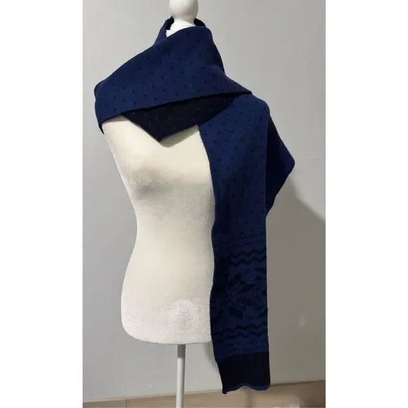 Banana Republic NWT blue snow flake polka dot print scarf wool cotton blend